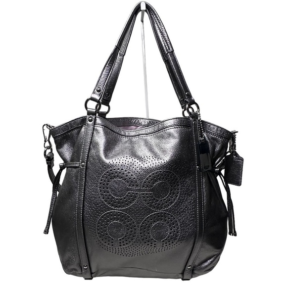 COACH Audrey Cinched North South Metallic Tote - Picture 1 of 16